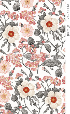 Dramatic Hand Illustrated Curly and Floral Works Dramatic Hand Illustrated Curly and Floral Works 126257538