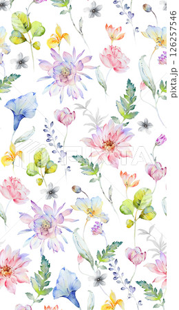 Dramatic Hand Illustrated Curly and Floral Works 126257546