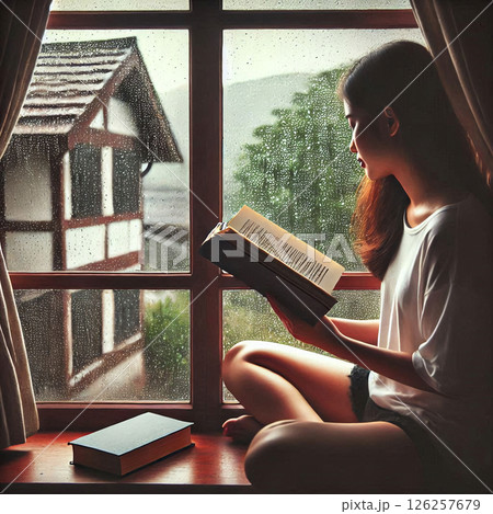 雨に染まる読書時間 雨に染まる読書時間 126257679