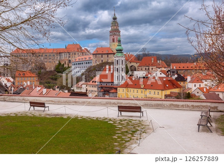 View of Cesky Krumlov Tower in Czech Republic 126257889