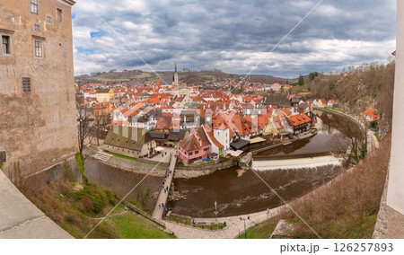 Panoramic View of Cesky Krumlov, Czech Republic 126257893