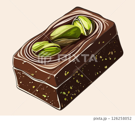 Dubai chocolate with pistachios. Vector isolated illustration 126258052