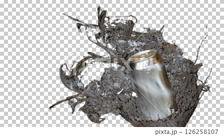 鋁罐和濺水的 3D 插圖 鋁罐和濺水的 3D 插圖 126258107