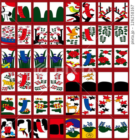 花札48枚のイラスト 126258167