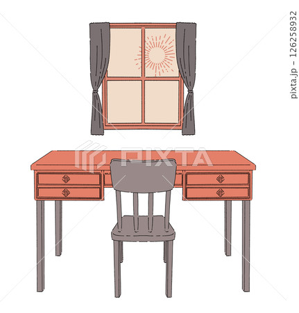 朝の机のイラスト 朝の机のイラスト 126258932
