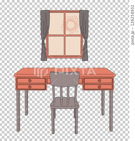 朝の机のイラスト 朝の机のイラスト 126258932