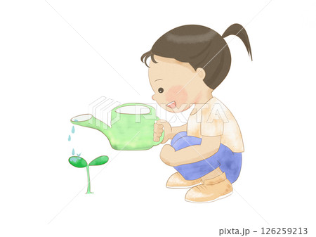 植物に水をあげる女の子 植物に水をあげる女の子 126259213