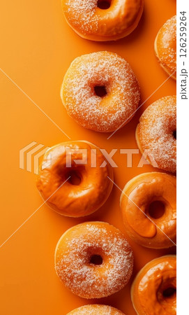 Donut sweet cake on paper box delivery copy space background 126259264