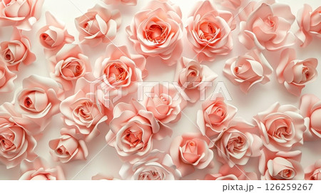 Pink Rose flower decoration leaves spring background 126259267
