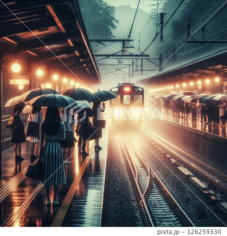 雨のホームに佇む 雨のホームに佇む 126259330