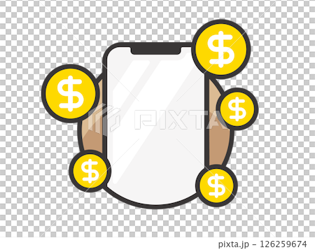 スマホとドルマークのイメージ ベクターイラスト 126259674