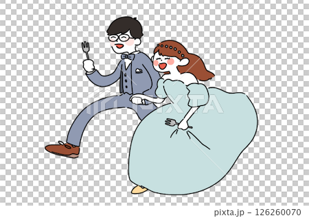 婚禮插畫：熱愛美食的新郎新娘 126260070