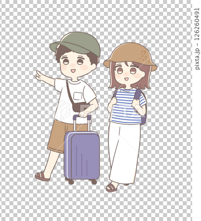 夏季男女旅行插畫 126260491