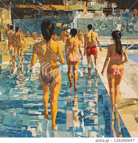 プールで楽しむ人 126260647