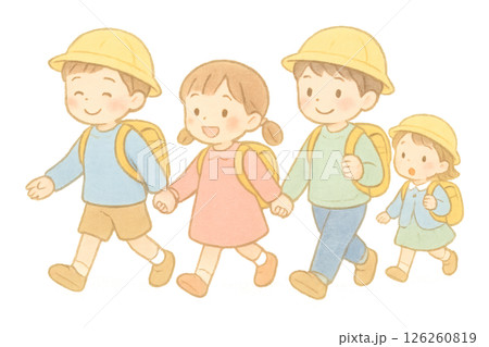 登校する子どもたち 126260819