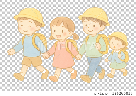 登校する子どもたち 126260819