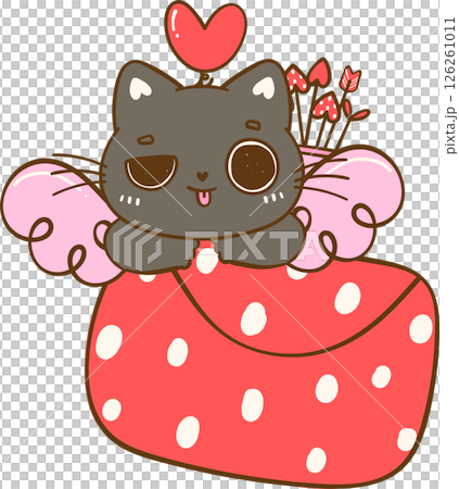 Cute Cupid Valentine Black Cat with love letter Kawaii Cartoon Doodle Cute Cupid Valentine Black Cat with love letter Kawaii Cartoon Doodle 126261011
