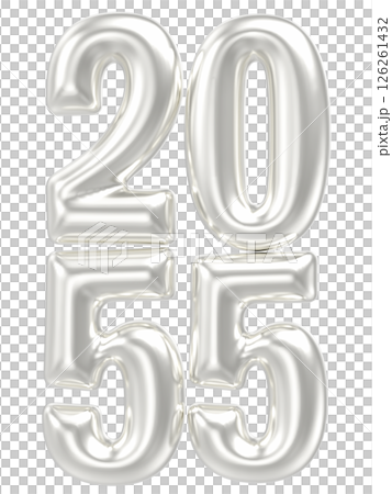 Happy New Year Number Silver 3D Render 126261432