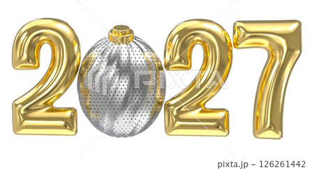 Happy New Year Number Gold 3D Render 126261442