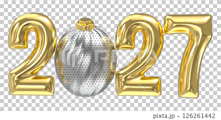 Happy New Year Number Gold 3D Render 126261442