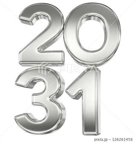 Happy New Year Number Silver 3D Render 126261458