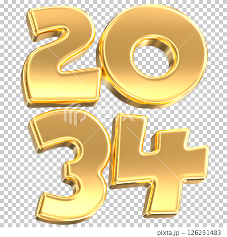 Happy New Year Number Gold 3D Render Happy New Year Number Gold 3D Render 126261483