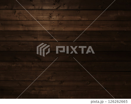 木目のある暗い茶褐色の横板が並ぶ背景画像 126262665