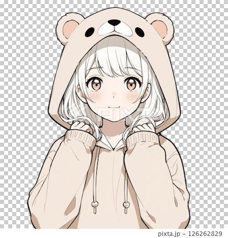 Cute girl wearing a bear costume (white background) 126262829