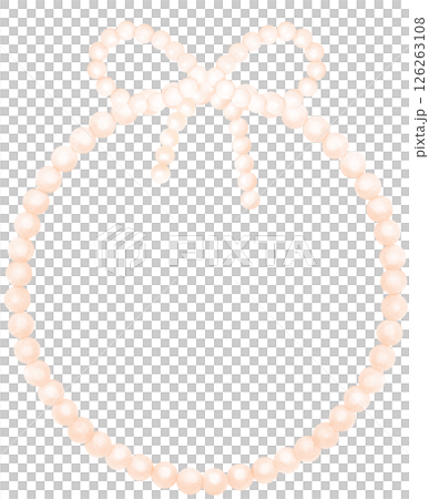 Cute White Pearl Frame Circle shape with ribbon bow watercolor 126263108