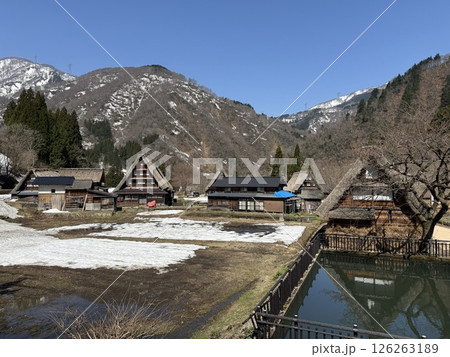 Suganuma in Goka yama Mountain is small, picturesque village in Shirakawa-go, known for world heritage its well-preserved gassho-zukuri houses and serene rural setting in Gifu JAPAN 126263189