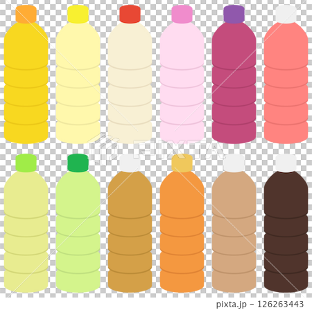 ペットボトルのドリンク アソート12種類イラストセット 126263443