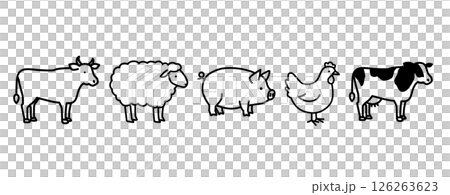 家畜動物、食肉用動物のアイコンベクター 126263623