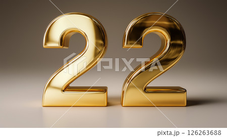 Golden number 22 stands out in a sleek background 126263688