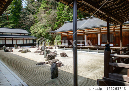 金剛峯寺　別殿より観る蟠龍庭と阿字観道場、新書院　高野山　和歌山県 126263748