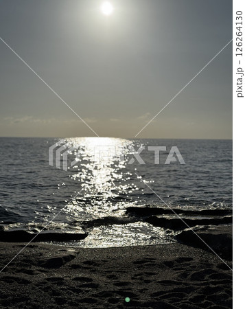 Sunset ocean waves. Sunset ocean horizon. High quality 4k footage Sunset ocean waves. Sunset ocean horizon. High quality 4k footage 126264130