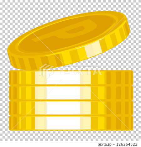キラキラしているゴールドのポイントコイン イラスト イメージ 素材 126264322
