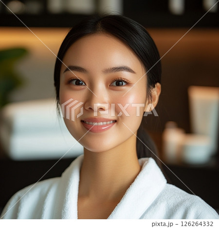 振り向く女性 126264332