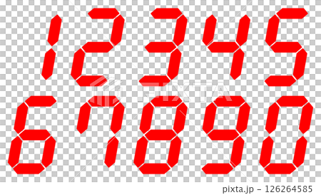 Digital number image set, high resolution, red letters on white background, with shadow 126264585