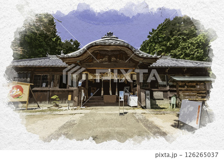 水彩画風　牛窓神社　拝殿　岡山県瀬戸内市 126265037