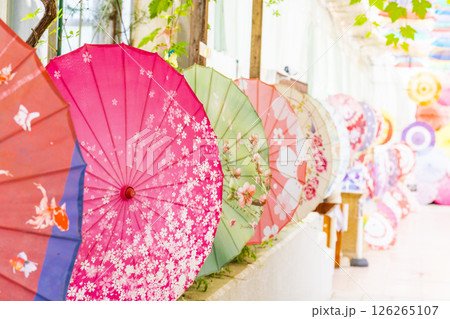 ハーブ園のカラフルな「アンブレラスカイ」 福島県猪苗代町 ハーブ園のカラフルな「アンブレラスカイ」 福島県猪苗代町 126265107