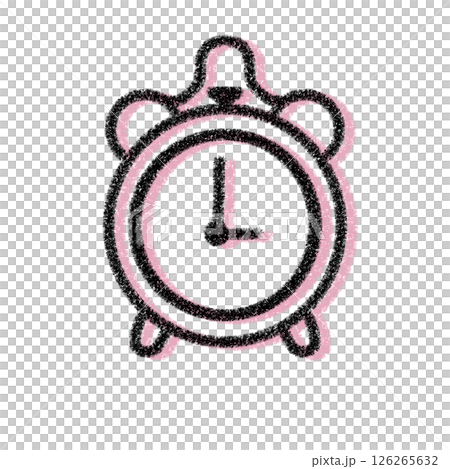 ピンク色のシンプルな目覚まし時計のイラスト(起きる・アラーム・シンプル・手書きのクレヨン風) ピンク色のシンプルな目覚まし時計のイラスト(起きる・アラーム・シンプル・手書きのクレヨン風) 126265632