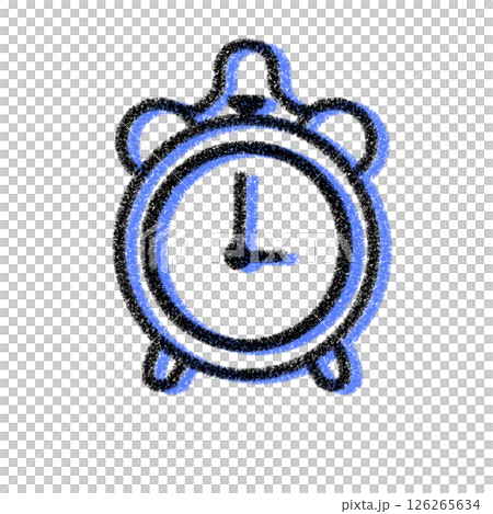 青色のシンプルな目覚まし時計のイラスト(起きる・アラーム・シンプル・手書きのクレヨン風) 青色のシンプルな目覚まし時計のイラスト(起きる・アラーム・シンプル・手書きのクレヨン風) 126265634