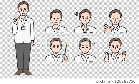 插圖集 A 是一名身著休閒服的 IT 工程師(全身、半身像、富有表現力的面部表情和 插圖集 A 是一名身著休閒服的 IT 工程師(全身、半身像、富有表現力的面部表情和 126265750