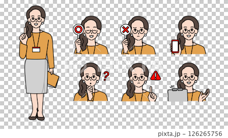 Casually dressed female IT engineer illustration set B (full body, bust up, expressive facial expressions & portraits) Casually dressed female IT engineer illustration set B (full body, bust up, expressive facial expressions & portraits) 126265756