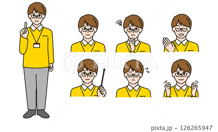 Illustration set A of male caregivers in uniform 126265947