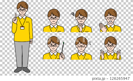 Illustration set A of male caregivers in uniform 126265947