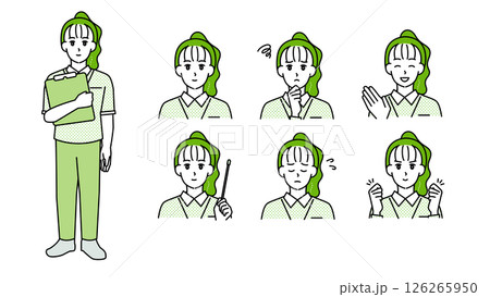 Illustration set A of female caregivers in uniform 126265950