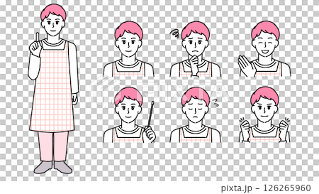 Illustration material set A of a male nursery teacher in uniform (full body, bust up / expressive facial expressions & poses) Illustration material set A of a male nursery teacher in uniform (full body, bust up / expressive facial expressions & poses) 126265960