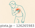 Chest pain concept displays heart discomfort using red highlighting on silhouette, design cardiovascular disease education, awareness graphics and engagement in medical wellness platforms 126265983