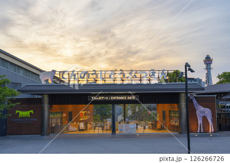 夕日に染まる天王寺動物園てんしばゲート 126266726
